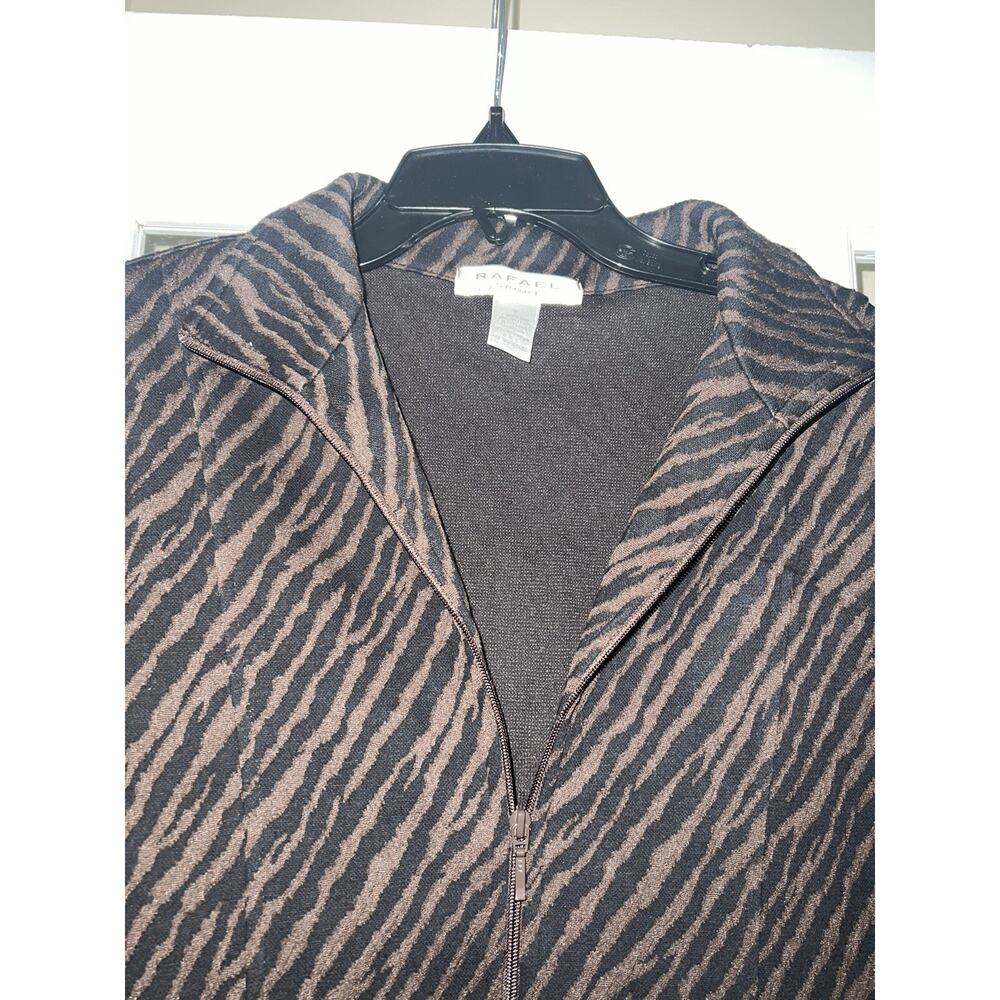 Rafael sport womens brown black zebra full zip jacket classy medium quilted - Picture 2 of 4